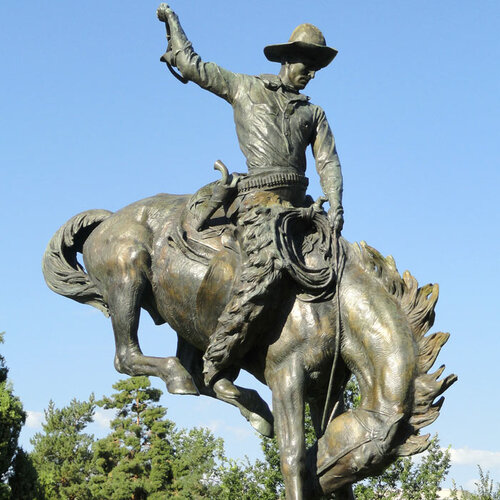 bronco-buster-statue Bronco Buster statue of cowboy on bucking bronco